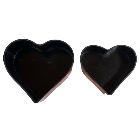 Vintage Heart Shaped Nesting Box Set Red Floral Midcentury 3 Boxes Mid Century - Picture 4 of 8